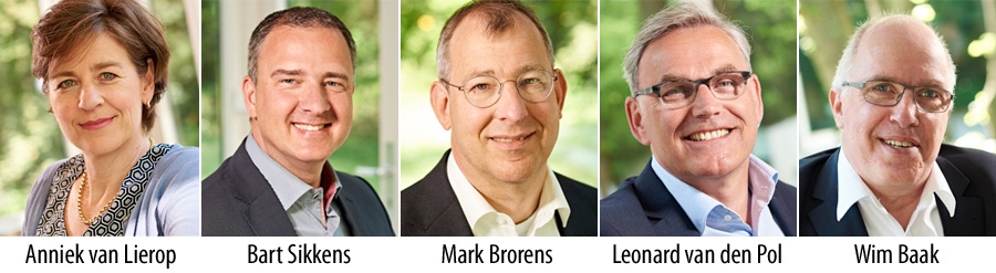 Anniek van Lierop, Bart Sikkens, Mark Brorens, Leonard van den Pol en Wim Baak