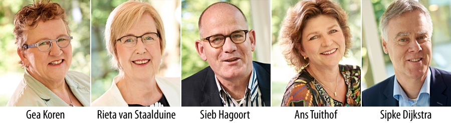Gea Koren, Rieta van Staalduine, Sieb Hagoort, Ans Tuithof en Sipke Dijkstra