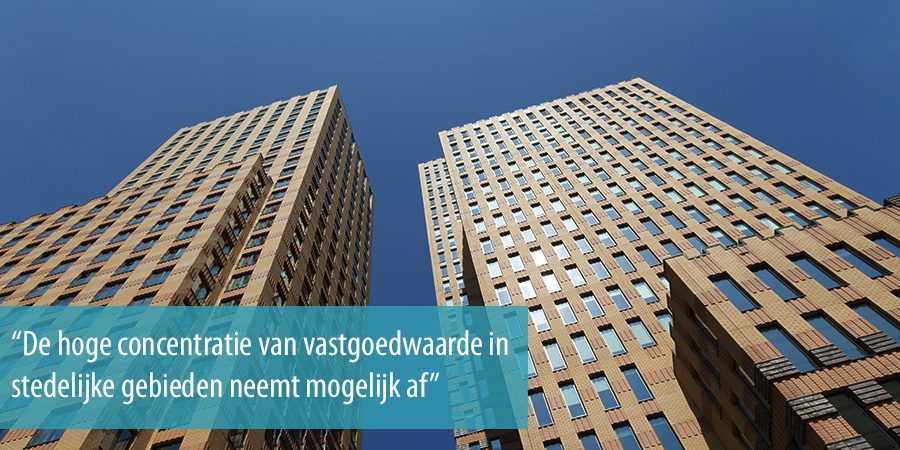 De hoge concentratie van vastgoedwaarde in stedelijke gebieden neemt mogelijk af