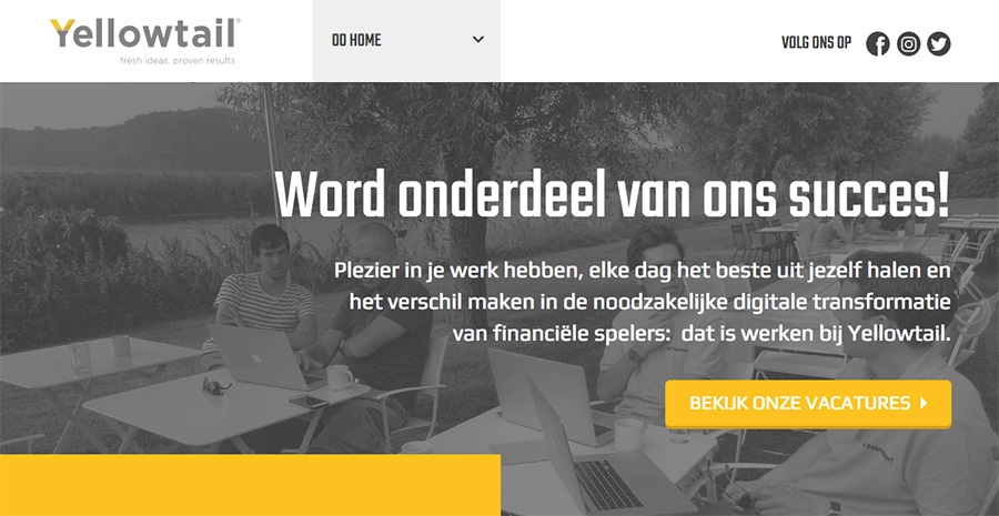 Werken bij website van Yellowtail