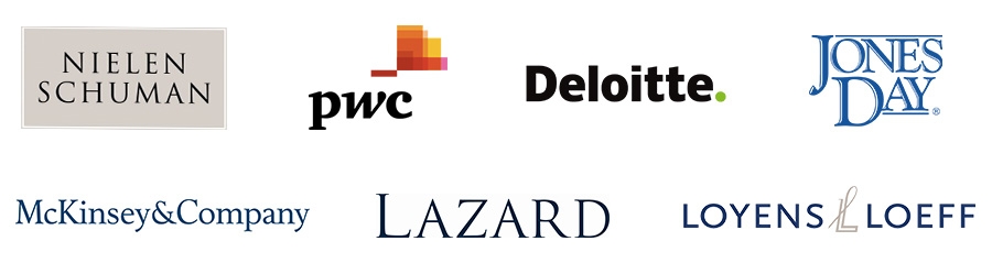 Nielen Schuman, McKinsey & Company, PwC, Deloitte, Loyens & Loeff, Jones Day en Lazard