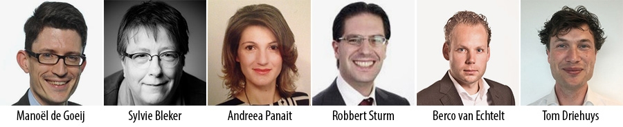 Manoel de Goeij, Sylvie Bleker, Andreea Panait, Robbert Sturm, Berco van Echtelt en Tom Driehuys
