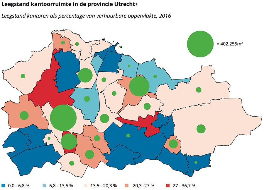 Leegstand kantoorruimte in de provincie Utrecht