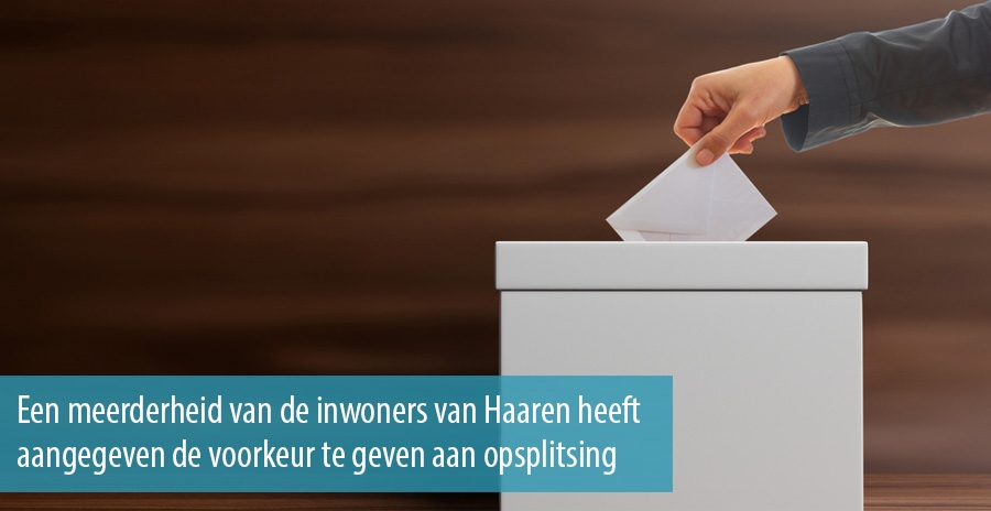 Een meerderheid van de inwoners van Haaren heeft aangegeven de voorkeur te geven aan opsplitsing