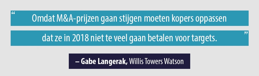 Omdat M&A-prijzen gaan stijgen moeten kopers oppassen dat ze in 2018 niet te veel gaan betalen voor targets
