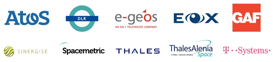 Atos, DLR, e-Geos, EOX, GAF, Sinergise, Spacemetric, Thales, Alenia Space en T-Systems
