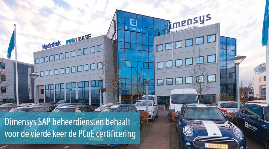 Dimensys SAP beheerdiensten behaalt voor de vierde keer de PCoE certificering