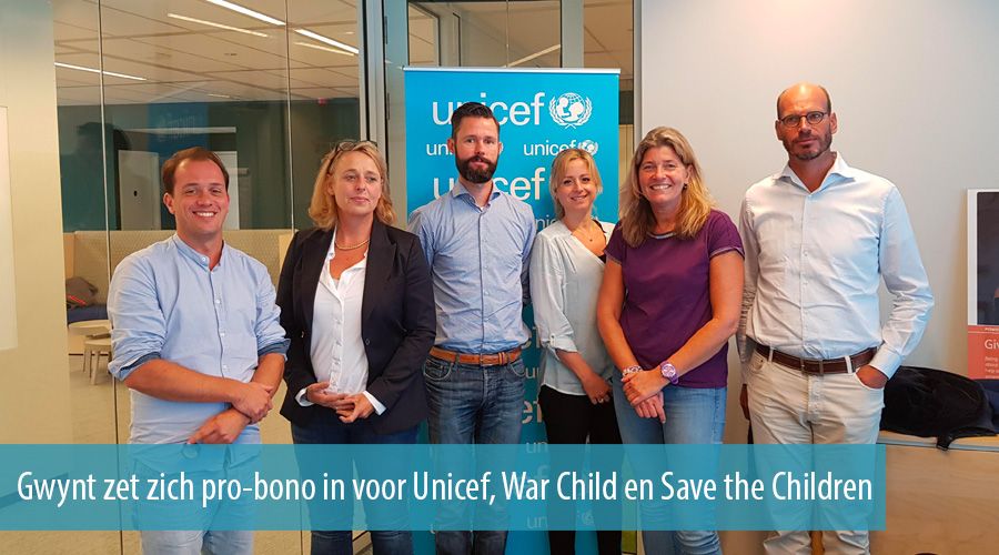 Gwynt zet zich pro-bono in voor Unicef, War Child en Save the Children