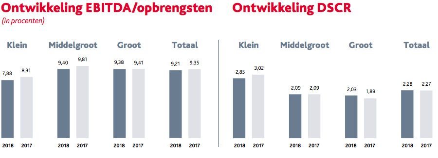 Ontwikkeling EBITDA / opbrengsten en Ontwikkeling DSCR