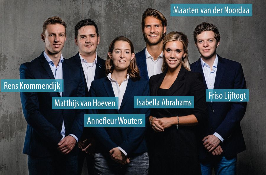 Isabella Abrahams, Matthijs van Hoeven, Rens Krommendijk, Friso Lijftogt, Maarten van der Noordaa en Annefleur Wouters