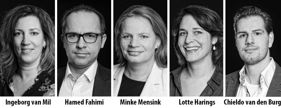 Ingeborg van Mil, Hamed Fahimi, Minke Mensink, Lotte Harings en Chieldo van den Burg