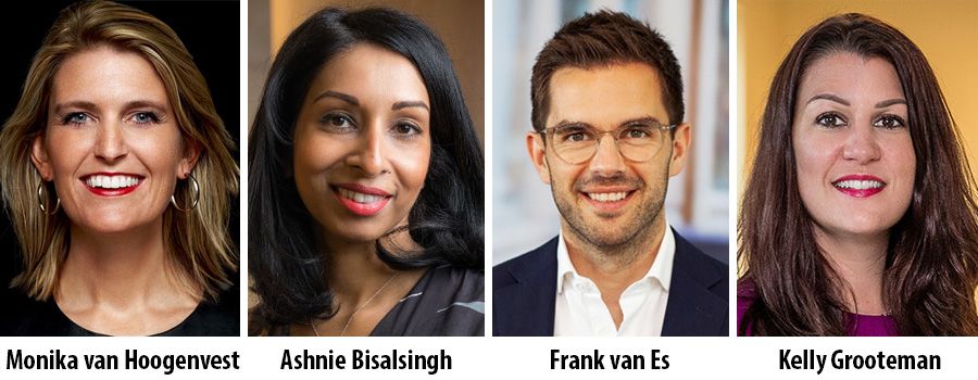 Monika van Hoogenvest, Ashnie Bisalsingh, Frank van Es en Kelly Grooteman