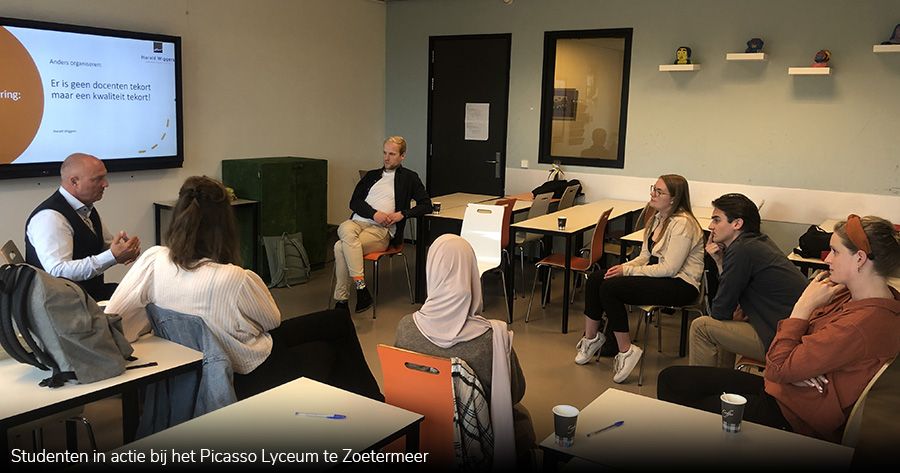 Studenten in actie bij het Picasso Lyceum te Zoetermeer