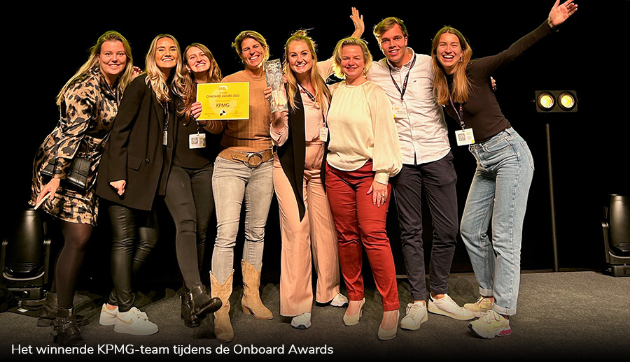 Het winnende KPMG-team tijdens de Onboard Awards
