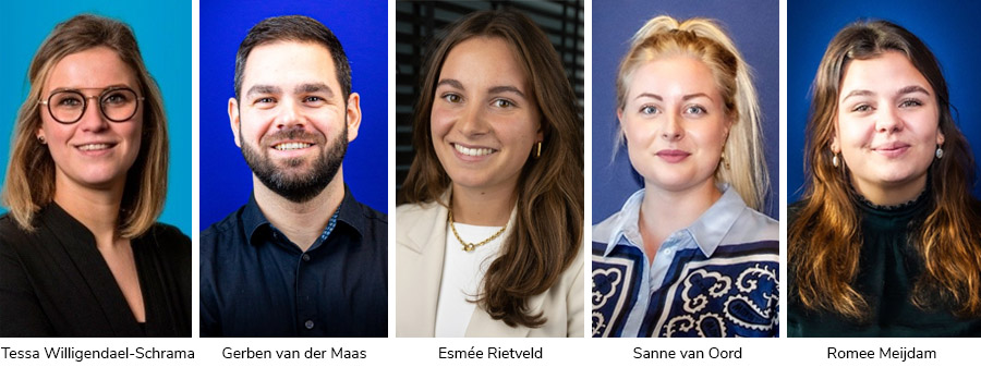 Tessa Willigendael-Schrama, Gerben van der Maas, Esmée Rietveld, Sanne van Oord en Romee Meijdam