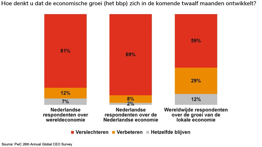 Hoe denkt u dat de economische groei (het bbp) zich in de komende twaalf maanden ontwikkelt?