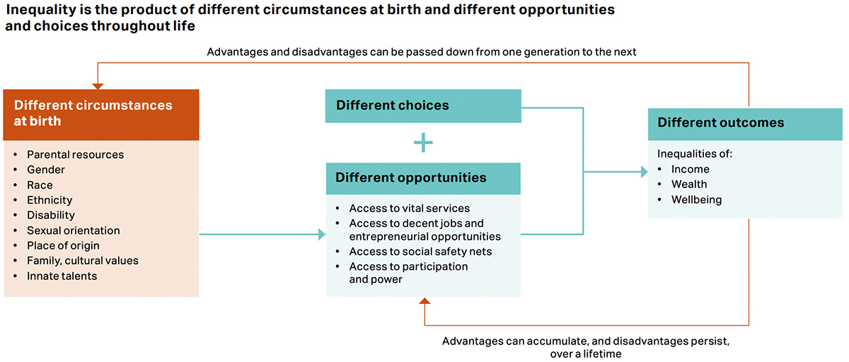 Inequality is the product of different circumstances at birth and different opportunities and choices throughout life Inequality is the product of different circumstances at birth and different opportunities and choices throughout life
