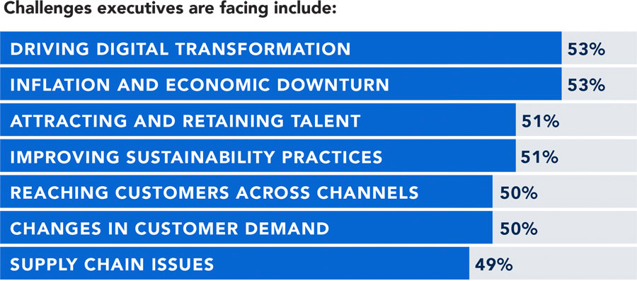 Challenges executives are facing include