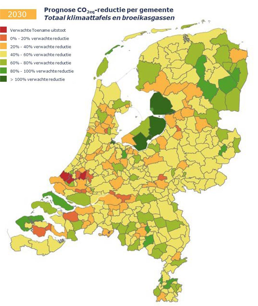7 op 10 gemeenten lopen achter op CO2-reductiedoel van 2030