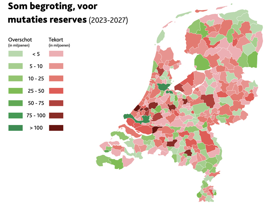 Begrotingsbalans per Nederlandse gemeente voor 2023-2027