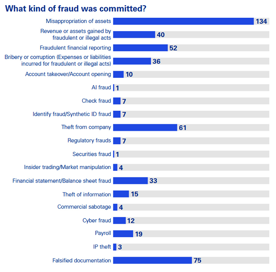 Wat voor soort fraude wordt het vaakst gepleegd?