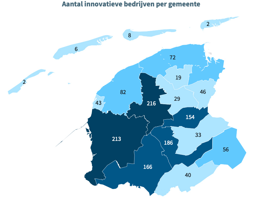 Aantal innovatieve bedrijven per gemeente