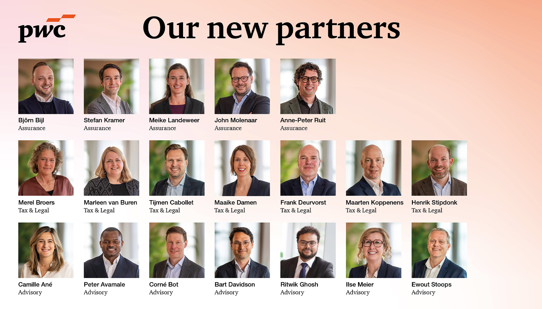 PwC trapt nieuw boekjaar af met negentien nieuwe partners