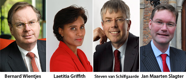 Bernard Wientjes, Laetitia Griffith, Steven van Schilfgaarde en Jan Maarten Slagter