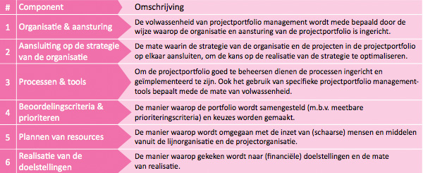 Componenten van Projectportfolio Management