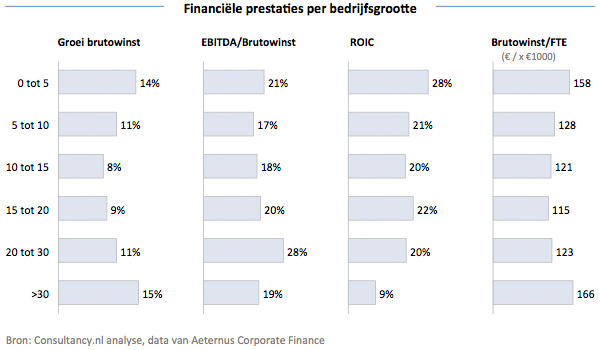 Financiele prestaties per bedrijfsgrootte