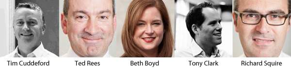 Tim Cuddeford, Ted Rees, Beth Boyd, Tony Clark and Richard Squire